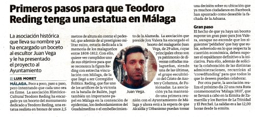 Diario_SUR_ Luis_Moret_Primeros_pasos para_que_teodoro_Reding_tenga_una_estatua_en_Malaga_proyecto_monumento_Asociacion_Historico_Cultural