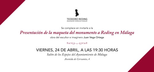 Invitacion_presentacion_maqueta_proyecto_boceto_estatua_monumento_Reding_Theodor_Teodoro_Biberegg_Malaga_Ayuntamiento_Juan_Vega_Ortega_escultor_imaginero_Asociacion_Historico_Cultural_Salon_de_los_espejos_Ayuntamiento_Malaga