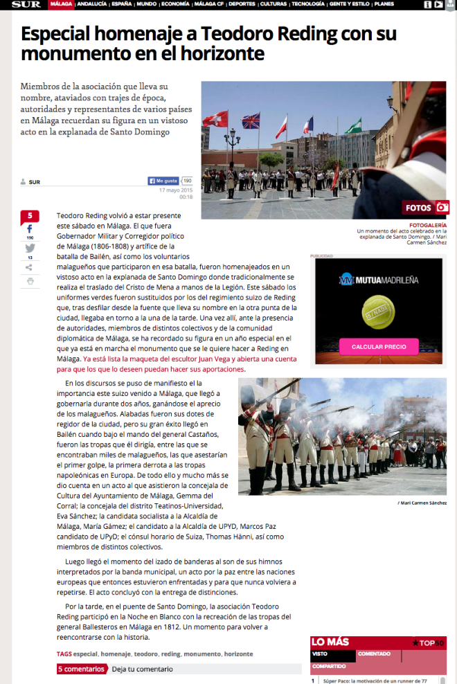 VIII_Homenaje_Reding_Malaga_16_mayo_2015_Asociacion_Historico_Cultural_Teodoro_voluntarios_batalla_Bailen_1808_estatua_monumento_proyecto_Juan_Vega_Ortega_escultor_imaginero_3_Diario_SUR_general_gobernador